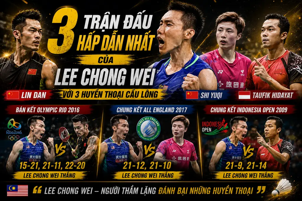 Ba tran thang hay nhat cua Lee chong wei