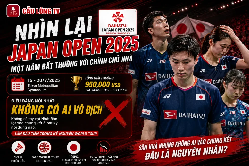 Lich thi dau giai cau long Japan Open 2026 - Minh Hoa chu nha Nha Ban - Cau Long TV